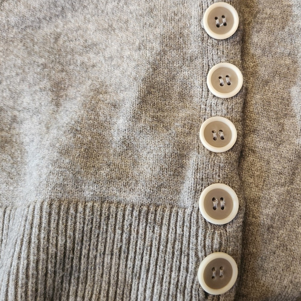 Anthropologie Sweater Women XS Gray Excellent Boatneck Side Button Knit Pullover - Picture 8 of 12